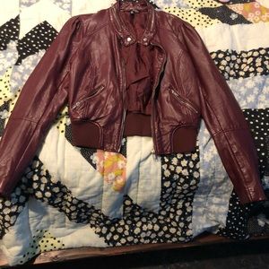 Red maroon leather jacket